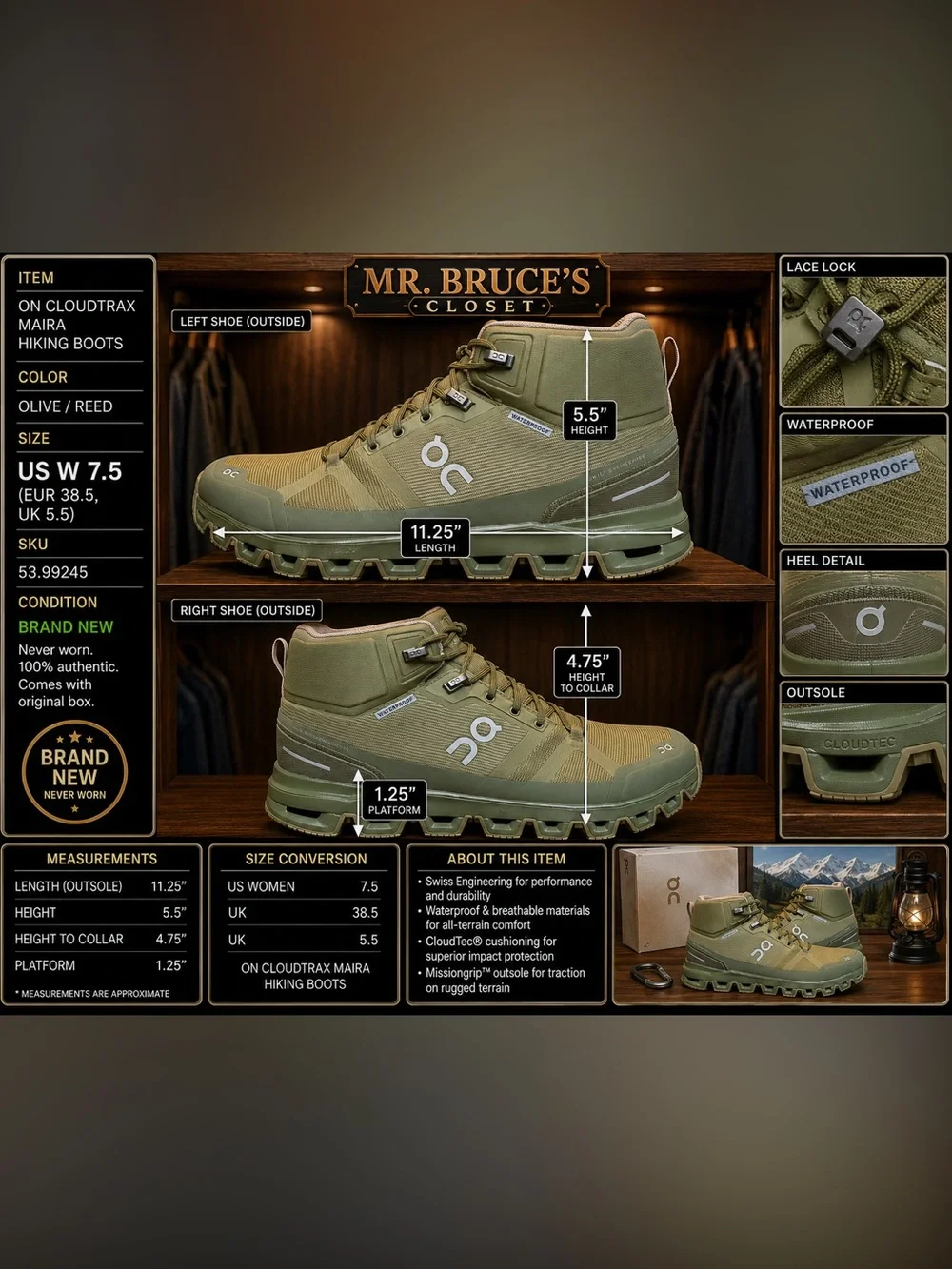 On Running Olive Green Cloudtrax Maira Women’s Hiking Boots